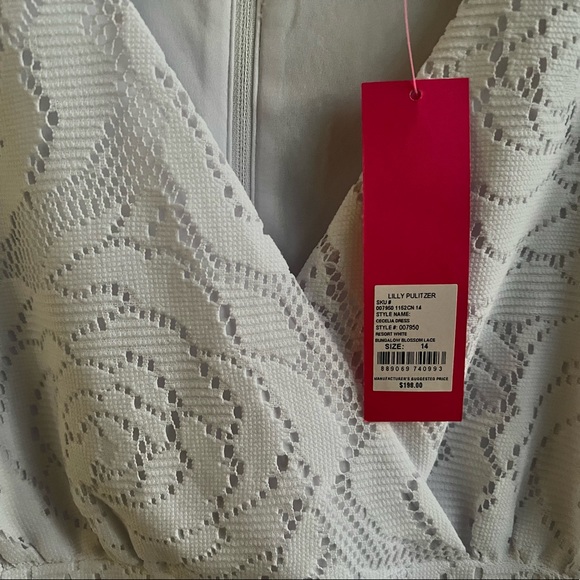 Lilly Pulitzer Cecelia Dress Resort White Lace Bungalow Blossom Dress Womens 14 - Picture 2 of 3